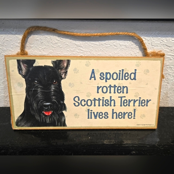 Scottish Terrier Scottie "Spoiled Rotten"  Dog Hanging Sign Gift Wall Decor - Picture 1 of 2